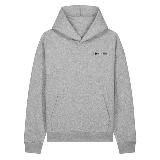 a stick and a ball mascot relaxed fit hoodie